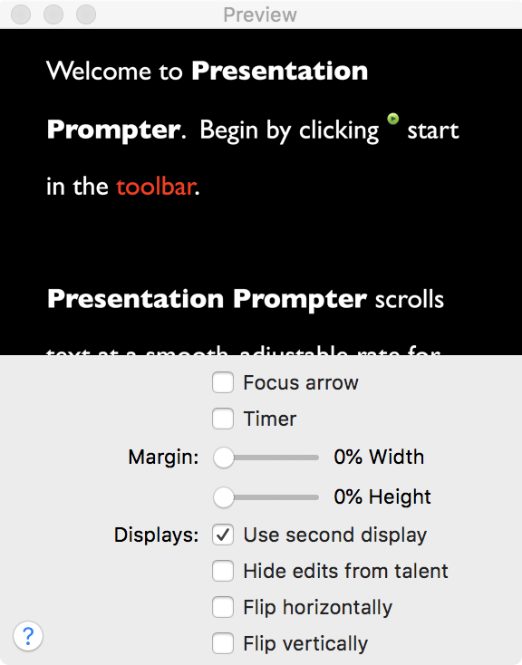 Turn on “Use second display” in Presentation Prompter